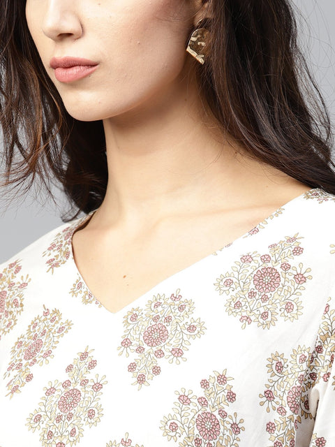 Multi Printed Maxi Dress with Round neck and full sleeves