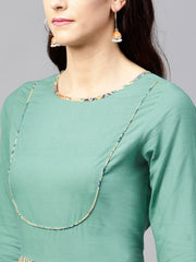 Multi Printed Maxi Dress with Round neck and full sleeves