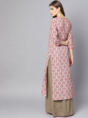 Light Grey printed Kurta set with ankle length skirt