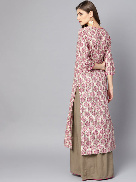 Light Grey printed Kurta set with ankle length skirt