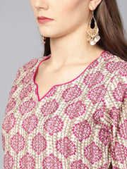 Light Grey printed Kurta set with ankle length skirt