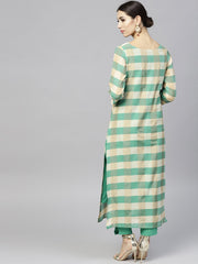 Multi Colored Checked Kurta Set with Straight Pant