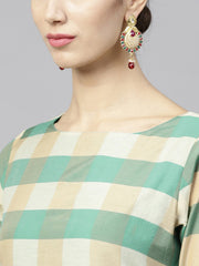 Multi Colored Checked Kurta Set with Straight Pant