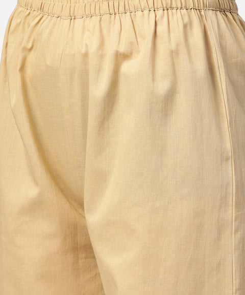 Red 3/4th sleeve dot printed cotton kurta with Beige pallazo