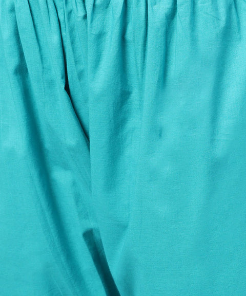 Blue geomatric print 3/4th sleeve cotton straight kurta