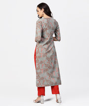 Green 3/4th sleeve cotton kurta