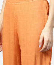 Off white printed 3/4th sleeve cotton straight kurta