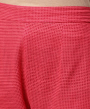 Yellow 3/4th sleeve printed cotton anarkali kurta with pink pant