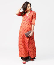 Gurea printed 3/4th sleeve cotton angrakha style kurta