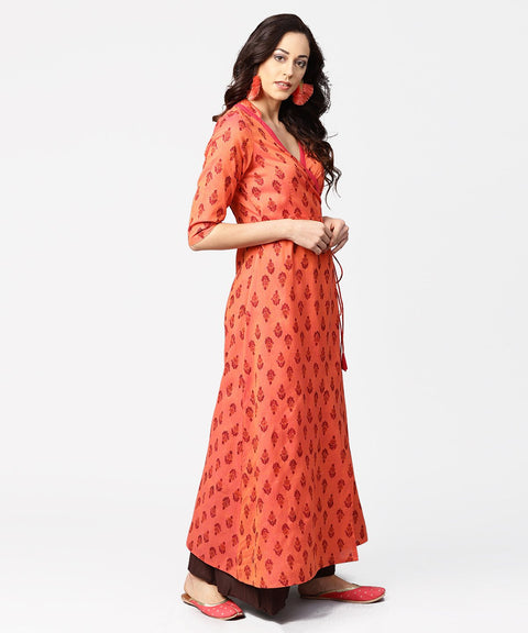 Gurea printed 3/4th sleeve cotton angrakha style kurta
