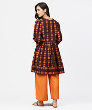 Printed 3/4th sleeve cotton A-line Tunic