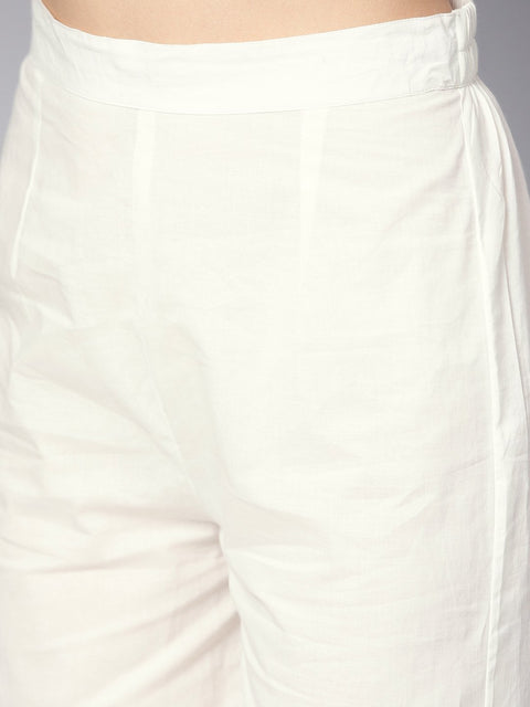 Baby pink Kurta set with White Embroidered Straight pant