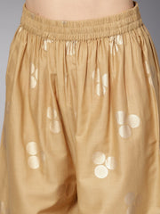 Black gold Printed 3/4th sleeve cotton Kurta set with mustard Palazzo