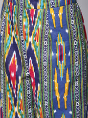 Yellow 3/4th sleeve cotton kurta with multi color ankle length pant