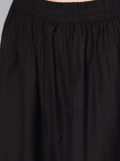 Orange printed kurta set with dark Brown Bordered Palazzo