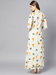 Off White 3/4th sleeve printed cotton Kurta with ankle length Palazzo