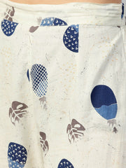 Navy Blue Front yoke kurta set with Printed Palazzo