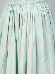 Orange printed 3/4th sleeve cotton kurta set with Printed Light Blue Palazzo