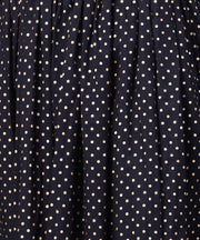 Navy blue 3/4th sleeve cotton kurta with black printed flared skirt