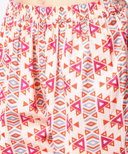 Peach printed half sleeve cotton kurta with ankle length printed pant