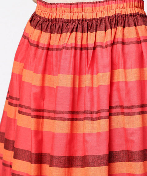 Coffee half sleeve cotton A-line kurta