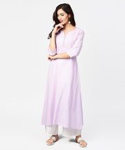 Baby pink 3/4th sleeve cotton straight kurta