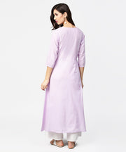 Baby pink 3/4th sleeve cotton straight kurta