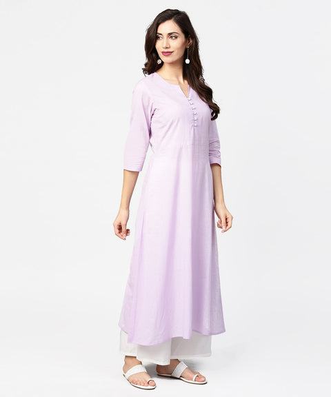 Baby pink 3/4th sleeve cotton straight kurta