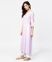 Baby pink 3/4th sleeve cotton straight kurta