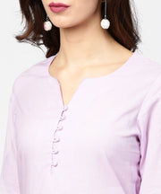 Baby pink 3/4th sleeve cotton straight kurta
