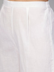 Leaf Printed pink 3/4th sleeve Kurta set with White Palazo