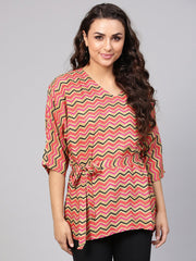 Multi Colored Zig Zac printed Kimino style Tunic