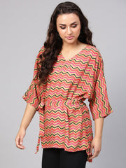 Multi Colored Zig Zac printed Kimino style Tunic