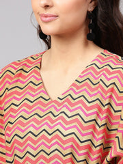 Multi Colored Zig Zac printed Kimino style Tunic