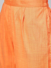 Light  Orange Kurta Set with Pants & green contrasting Dupatta