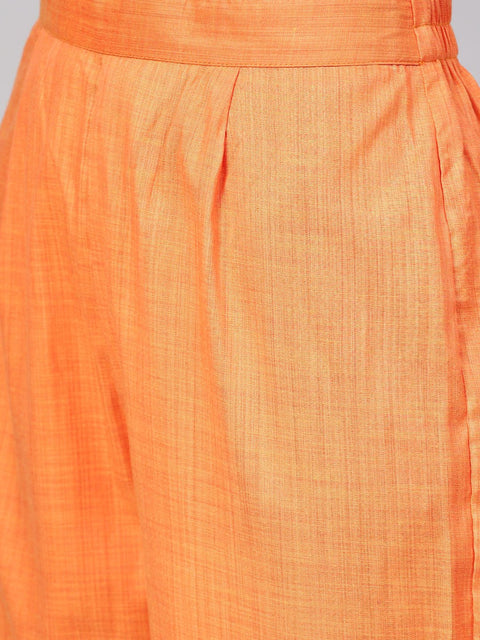 Light  Orange Kurta Set with Pants & green contrasting Dupatta