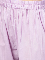 Lavender cotton Kurta set with detailed 3/4 sleeves