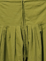 Solid olive green pleated patiala salwar with drawstring detailing