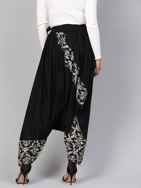 Solid Black Detailed with print Harem