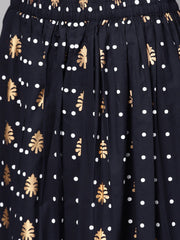 Navy blue three piece Kurta set with Palazzo & Megenta Dupatta