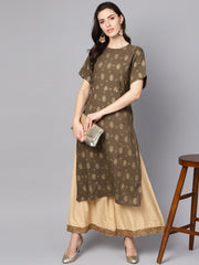 Coffee Brown short sleeve rayon kurta