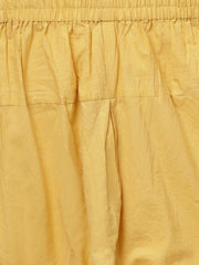 Yellow 3/4th sleeve cotton Anarkali kurta with churidar and dupatta