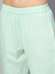 Blue printed 3/4th sleeve cotton Kurta with printed palazzo and embriodery dupatta