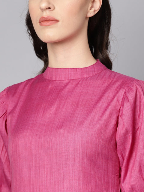 Solid purple half sleeve cotton kurta and palazzo with printed dupatta