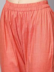 Red full sleeve cotton kurta with pant