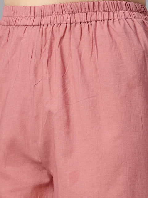 Mauve Colored Gold printed Kurta Set with Solid Palazzo Embellished with Gotta