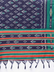 Red 3/4th sleeve cotton Kurta Set with Pleated Salwar & Blue Dupatta