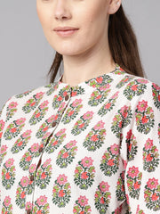 Multi Colored Straight kurta With Solid Chocolate brown pants & dupatta