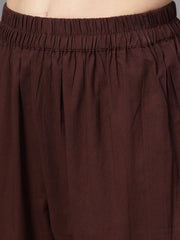 Multi Colored Straight kurta With Solid Chocolate brown pants & dupatta