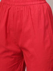 Coral Pink printed Straight Kurta with Sharara & Gold printed Organza Dupatta